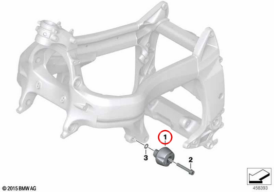 Right rebound protection OEM 46717687730 for BMW K 1200 S, K 1200 R, K 1300 R motorcycles. Original BMW Motorrad.