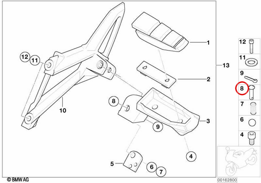 Bolt for BMW Motorrad G 650 X OEM 46717708826. Original BMW Motorrad.
