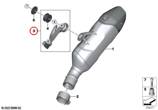 Supporto poggiapiede posteriore destro OEM 46717923218 per moto BMW R 1300 GS, R 1300 GS Adventure. Originale BMW Motorrad.