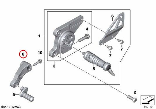 Manete de mudanças ajustável esquerda Classic OEM 46718396519 para motos BMW R nineT, R nineT Pure, R nineT Pure A2, R nineT Scrambler, R nineT Urban G/S. Original BMW Motorrad.