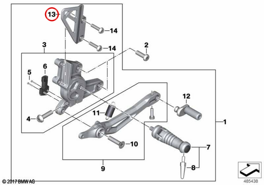 Protection de talon droite OEM 46718396542 pour motos BMW R nineT, R nineT Pure, R nineT Scrambler, R nineT Racer, R nineT Urban G/S… et plus. Original BMW Motorrad