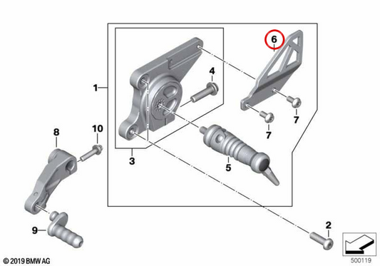 Protection de talon gauche Club Sport OEM 46718396545 pour motos BMW R nineT, R nineT Pure, R nineT Scrambler, R nineT Racer, R nineT Urban G/S. Original BMW Motorrad.