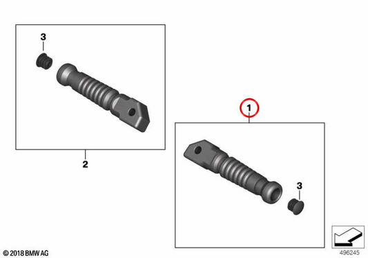 Repose-pied arrière gauche passager Option 719 Classic OEM 46718396777 pour motos BMW R nineT, R nineT Pure, R nineT Scrambler, R nineT Racer, R nineT Urban G/S. Original BMW Motorrad.