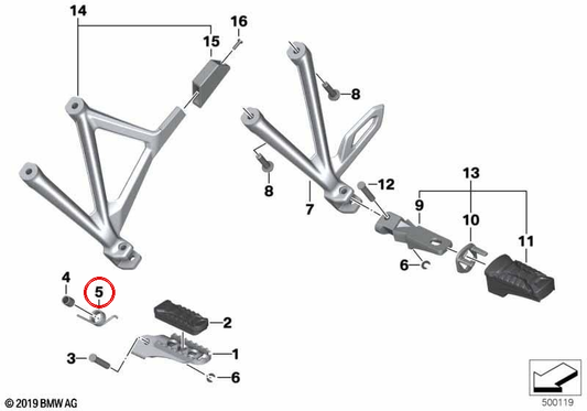 OEM torsion spring 46718526107 for BMW motorcycles R 1300 GS, R 1250 GS, F 750 GS, F 850 ​​GS... and more. Original BMW Motorrad.