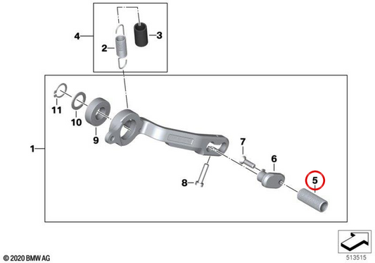 PEDALE DEL FRENO POSTERIORE OEM 46719445015 per motociclette BMW S 1000 R, S 1000 XR, M 1000 R, M 1000 XR. BMW MOTORAD originale.