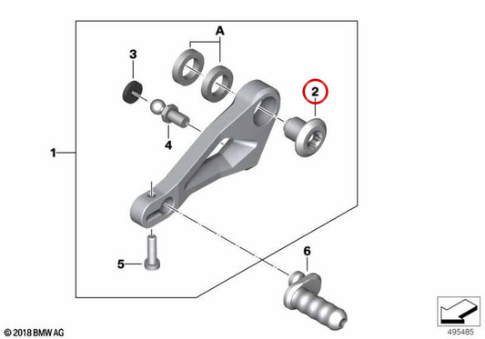 Bolzen Lager OEM 46719467065 für BMW Motorräder R 1200 GS, R 1250 GS, R 1200 GS Adventure, R 1250 GS Adventure, R 1200 R, R 1250 R, R 1200 RS, R 1250 RS. Original BMW Motorrad.