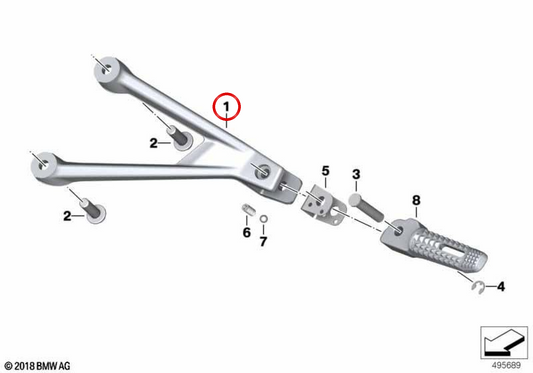 Supporto poggiapiedi posteriore destro OEM 46719467690 per moto BMW S 1000 R, S 1000 R 25, M 1000 R… e altro. Originale BMW Motorrad.