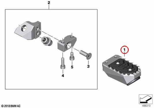 Poggiapiedi destro regolabile Shadow OEM 46719829532 per moto BMW R1200GS, R1250GS, F750GS, F850GS... e altro ancora. BMW Motorrad originale.