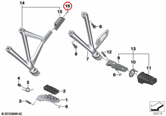 Torneio ISA M4x12-8.8-MK OEM 46719908505 para reposapés dianteiros e traseiros motos BMW R 1200 GS, R 1250 GS (K50) Original BMW Motorrad