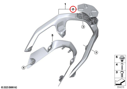 Handlebar grabrail protector panel OEM 46725A75BA2 for BMW R 1300 GS (KA1) from 06/2023. Original BMW Motorrad.