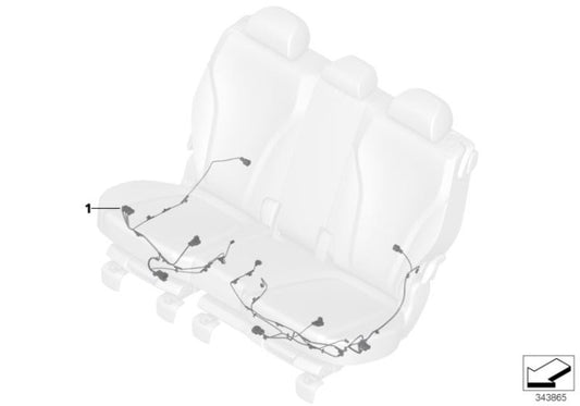 Links hinteres Sitzkabel für BMW F15, F16 (OEM 61129362564). Original BMW