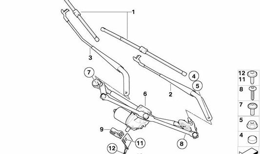 Braço do limpador de para-brisa do lado do motorista para BMW E70, E71 (OEM 61619449960). BMW original