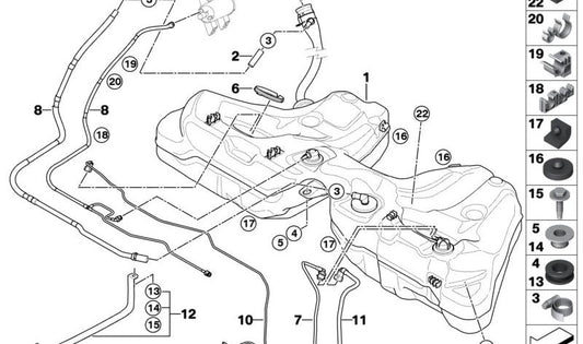 Tuyau de carburant pour BMW E60, E61, E63, E64, E65, E66 (OEM 16127176998). BMW d'origine