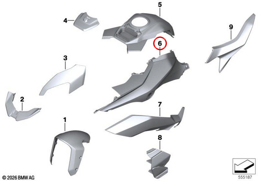 Rechter Tankabschluss OEM 46815A84F48 für BMW Motorrad M 1000 XR (K69). Original BMW Motorrad.