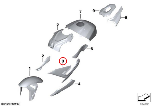 Linke Seitenverkleidung OEM 46815B43E37 für BMW Motorrad S 1000 R (K63). Original BMW Motorrad.