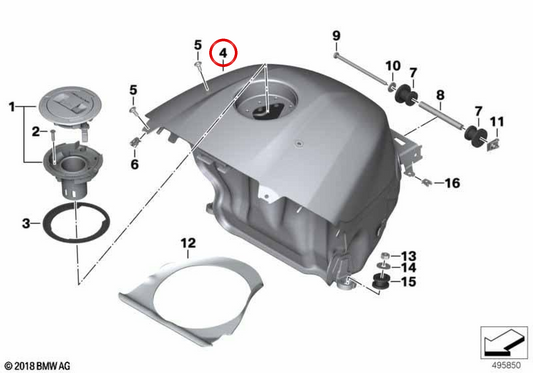 Serbatoio carburante bianco OEM 46815B43E46 per BMW Motorrad M 1000 R (0P51, 0P53). BMW Motorrad originale.