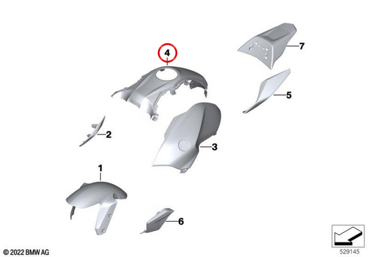 Zentrale Tankabdeckung OEM 46817109444 für BMW Motorrad R 1250 R, R 1250 RS. Original BMW Motorrad.