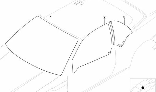 Parabrisas verde con sensor de lluvia OEM 51317006320 para BMW E46 {316Ci, 318Ci}. Compatible con modelos de cambio manual y automático. Original BMW.