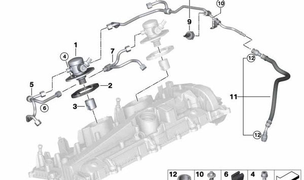 Tubo de combustible OEM 13538678407 para BMW G20, G21, G26, G01, G08, F97, G45, G02, F98. Original BMW.
