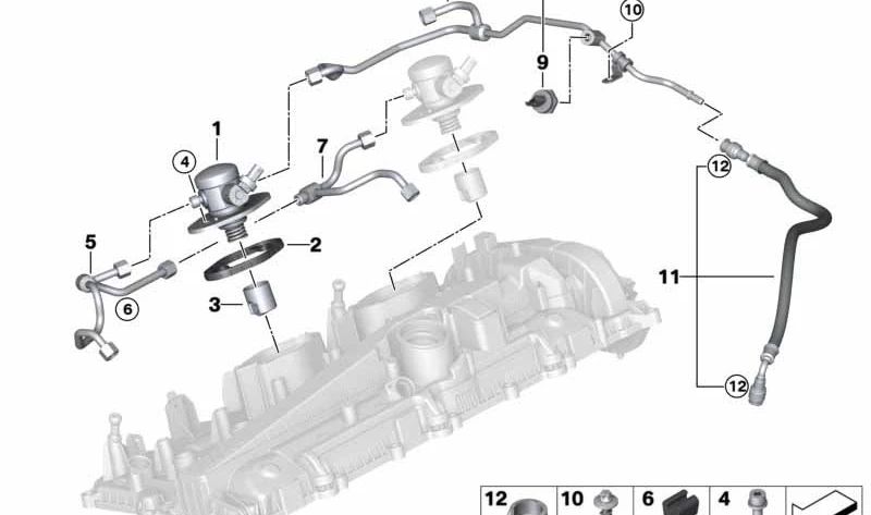 Tubería de combustible con sensor OEM 13538088944 para BMW G87, G80, G80N, G81, G81N, G82, G82N, G83, G83N. Original BMW.