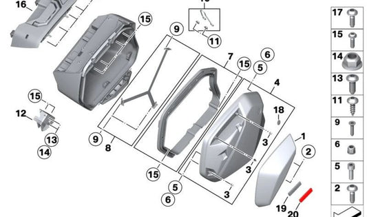 Soporte mecánico de maleta izquierdo OEM 77418414357 para motos BMW S 1000 XR K69 2020-2025. Original BMW Motorrad.