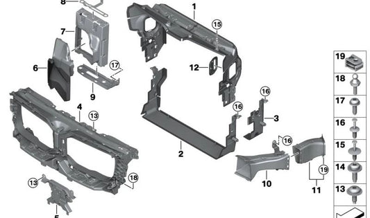 Unterer Luftkanal OEM 51745A1CBE1 für BMW {Serie 3 G20, Serie 4 G22, G23, G26, Series 4 Grand Coupé G24}. Original BMW.