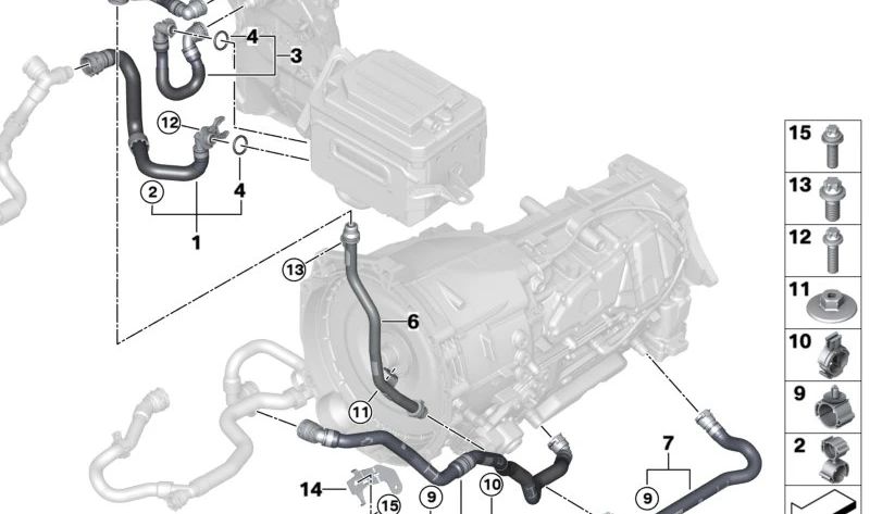 Mangueira de refrigeração da bateria para BMW X5 G05N, G18N, X6 G06N, X7 G07N (OEM 17125A3B038). BMW original