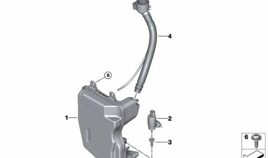 Tubo de llenado para depósito de lavaparabrisas OEM 61662460051 para BMW F52. Original BMW.