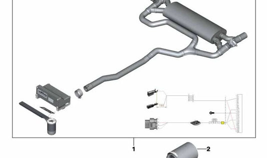 Sistema silenciador da porta traseira OEM 18302450808 para MINI Countryman F60 (12/2015 - 06/2019) e John Cooper Works. MINI originais.