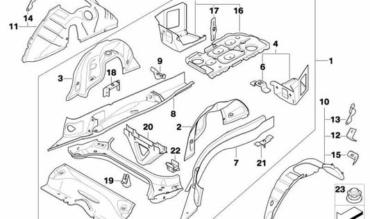 Support de sauvegarde gauche pour BMW E81, E82, E87, E88, E90, E91, E92, E93, E84, F97, G01, G08, F98, G02 (OEM 41147145327). BMW d'origine.