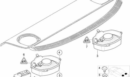 Subwoofer derecho OEM 65138369940 para BMW E46. Parte del sistema de sonido Harman Kardon Top HiFi. Sonido original de alta calidad para tu BMW. Compatible con BMW E46. Original BMW.