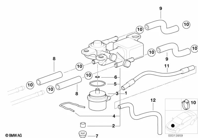 Tubo a vuoto per BMW E38 (OEM 13531745686). BMW originale