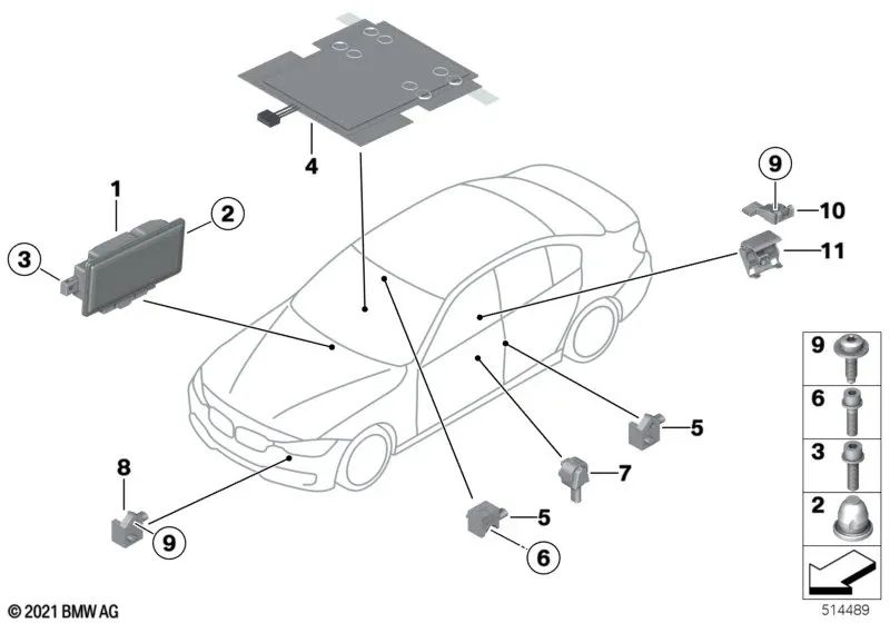 Unité de contrôle de l'airbag pour la série BMW 2 F22, F22N, F23, F23N Série 3 F30, F30N, F34, F34N (OEM 65779461920). BMW d'origine