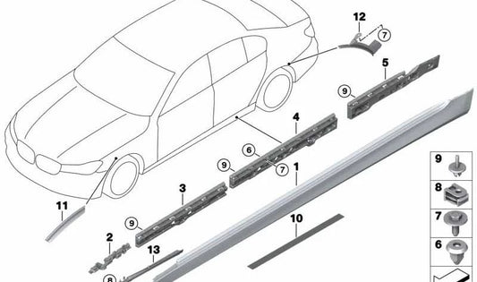 Lateral rear stirrup support OEM 51777357137 for BMW G11, G11N. Original BMW piece.