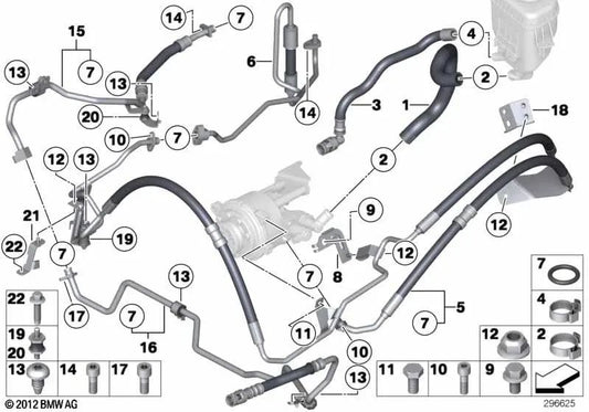 Dynamic Drive Return Pipe per BMW F07, F10, F11, F06, F12, F13, F01N, F02N (OEM 32416781958). BMW originale.