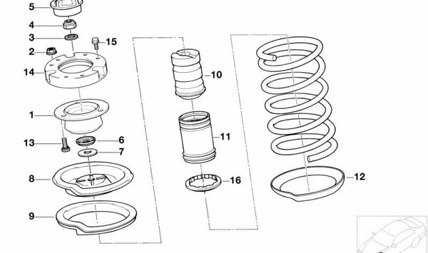 Plato superior del resorte para BMW E12, E24 (OEM 31331100906). Original BMW