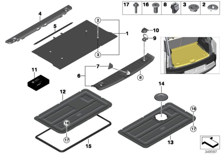 Tapa de servicio delantera OEM 51717410691 para BMW i3 I01, i3 I01 LCI. Original BMW.