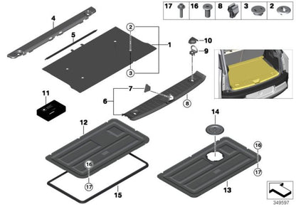 Tapa de servicio delantera OEM 51717410691 para BMW i3 I01, i3 I01 LCI. Original BMW.
