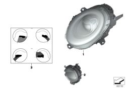 Faro LED delantero izquierdo OEM 63117383215 para MINI F56, F55, Clubman F54, Cabrio F57. Original MINI.