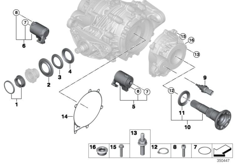 Wellendichtring Abtriebswelle for BMW X5 E70, F15, F85, X6 E71, F16, F86 (OEM 33107582392). Genuine BMW.