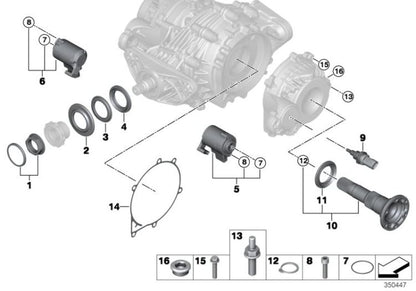 Wellendichtring Abtriebswelle for BMW X5 E70, F15, F85, X6 E71, F16, F86 (OEM 33107582392). Genuine BMW.