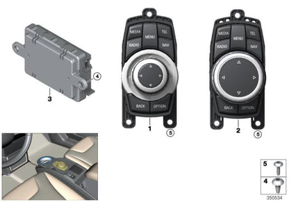 Controller central táctil cromo OEM 65829866969 para BMW F45, F46, i3, i8, X1, X2. Original BMW.