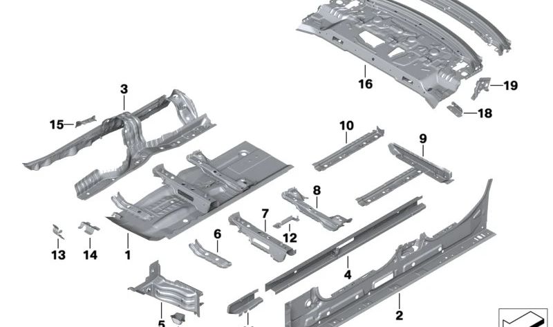 Inner left longitudinal for BMW 3 Series G20, G21N, G28, G80 (OEM 41007487323). Original BMW.