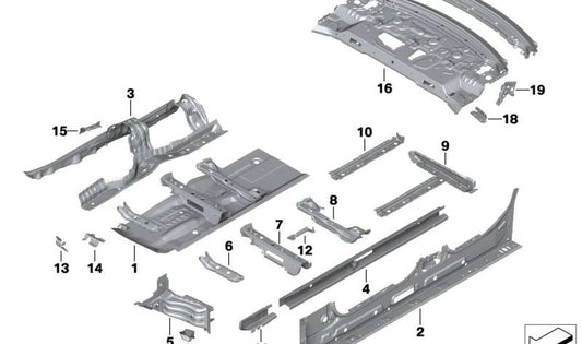 Larguero interior derecho OEM 41007487324 para BMW G20, G21, G28, G80. Original BMW.