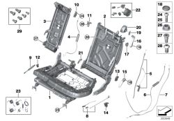 Comfort Seat Backrest Frame Left for BMW X5 F15 (OEM 52307432049). Original BMW