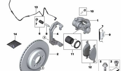 Carcasa de pinza de freno derecha para BMW F20, F21, F22, F23, F30, F31, F34, F35, F32, F33, F36 (OEM 34116857688). Original BMW