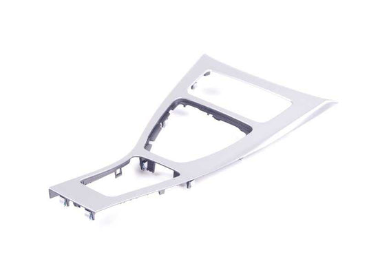 Embellecedor consola central aluminio OEM 51169145141 para BMW E90, E90N, E91, E91N, E92, E92N. Repuesto original BMW.