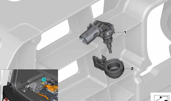 Soporte sensor OEM 13628610505 para BMW i3 {I01} (60Ah, 94Ah, 120Ah Rex) años 2013–2022. Compatible con versiones automáticas y tracción trasera. Original BMW.