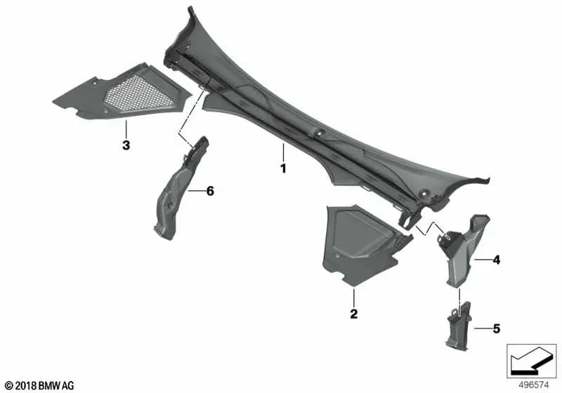 Windshield Cover Part 2 for BMW 4 Series G22, G23, G26 (OEM 51717491405). Original BMW
