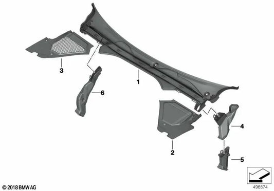 Copertura del parabrezza, parte 2 per la BMW 4 G22 Series, G23, G26 (OEM 51717491405). BMW originale